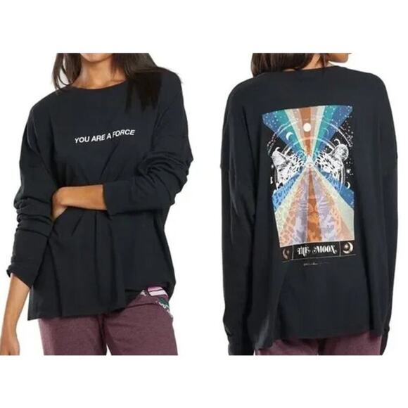 Spiritual Gangster Tops - Spiritual Gangster Grey You Are A Force Oversized Long Sleeve Tee Size XS